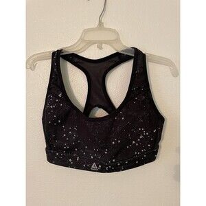 Reebok Women's Sports Bra /Mesh Panel Removable Cups Support Black -Small